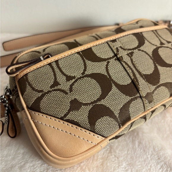 Coach Tan & Brown Signature Belt Bag w/ Leather Trim x Dust-bag & Box - Picture 10 of 14